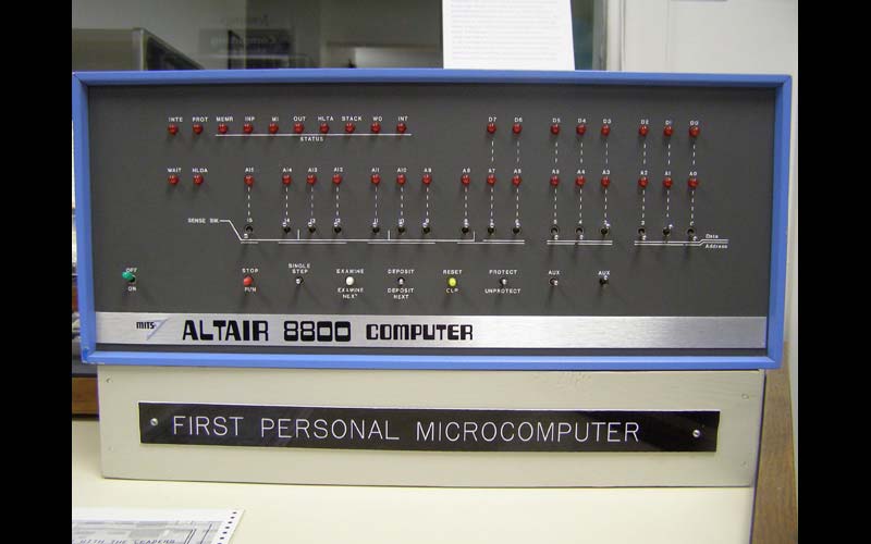 Altair 8800 (1975) | The first personal computer on the market, Northwest purchased one for its library in 1975. Unfortunately, the Altair was not capable of supporting library applications. (Courtesy of the Jean Jennings Bartik Computing Museum)