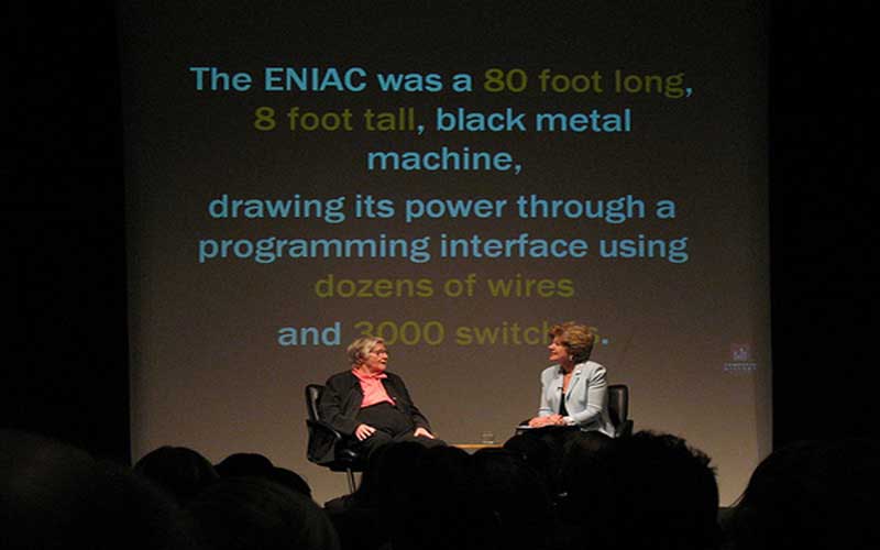 Jean Talks ENIAC in California | Jean Jennings Bartik discusses her ENIAC years at the Computer History Museum in Mountain View, Cali. (Courtesy of Jean JENNINGS Bartik Computing Museum)