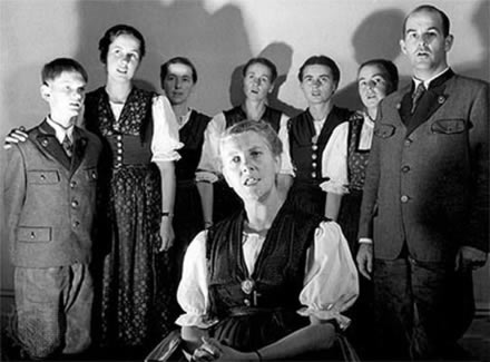 The famous Von Trapp Family depicted in the classic Disney musical "The Sound of Music" performed at the Missouri State Teacher's College in 1942.  The family decided to leave Nazi-occupied Austria for America in 1938.