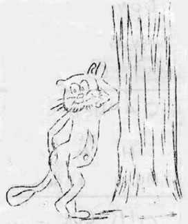 In a newspaper drawing in 1948, Bobby looked like a warm and fuzzy house cat with a beaver-like tail.