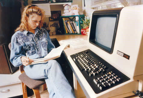 Beginning in 1987, every residence hall room was equipped with a terminal networked to a common server that provided access to an online library catalog, word processing and email.