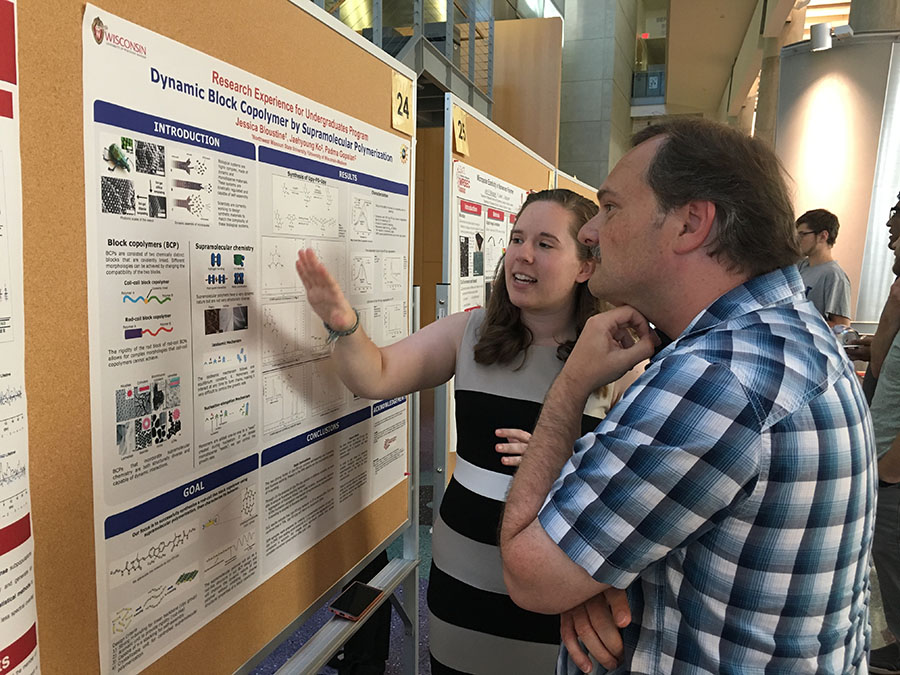 Northwest student Jessica Bloustine shares her research of polymer synthesis after a summer experience that placed her at the University of Wisconsin-Madison. (Submitted photos)