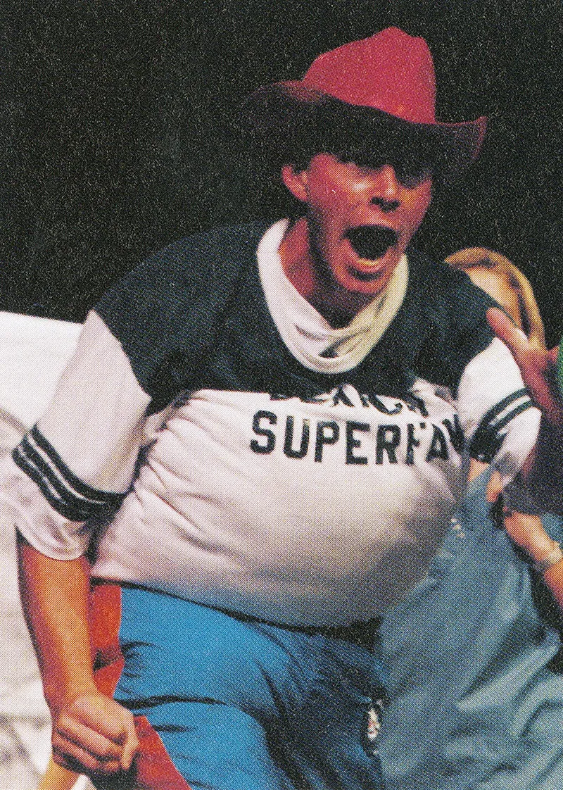 Ted portrayed a Bearcat superfan during Phi Sigma Kappa's skit in the 1998 Homecoming Variety Show. (Tower yearbook photo)