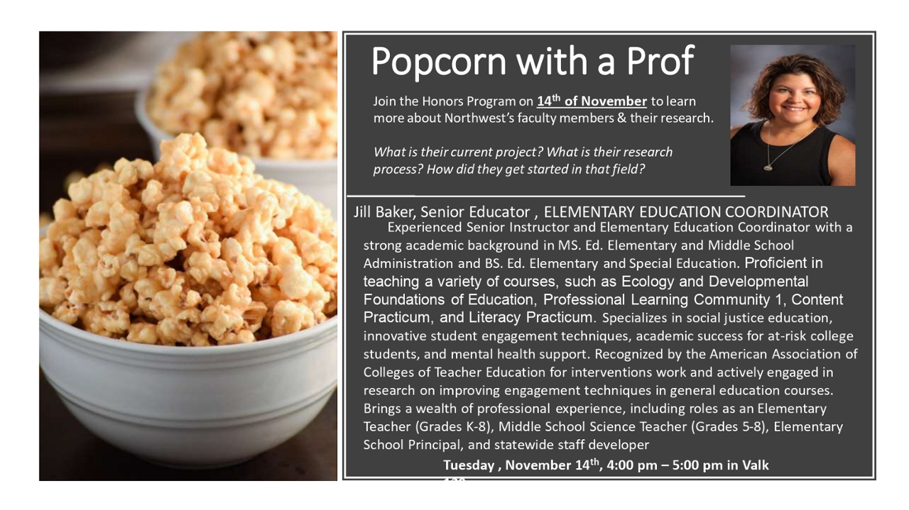 Popcorn with a Prof Jill Baker