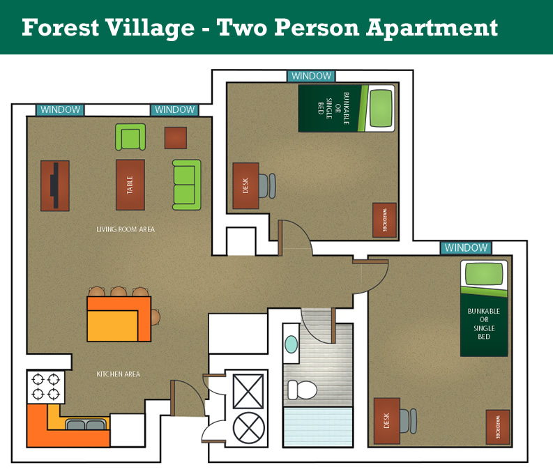 Forest Village - Two Person Apartment floor plan