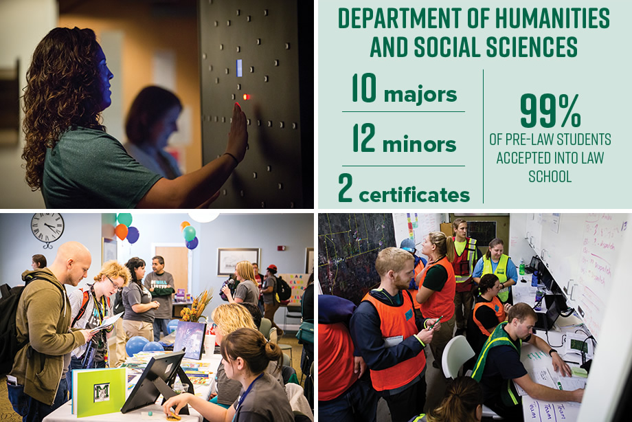  The DEPARTMENT OF HUMANITIES AND SOCIAL SCIENCES is home to geography, history, law and government. The Department provides a broad, liberal education that encourages students to be adaptable and flexible in their professional pursuits while training students to be responsible citizens.