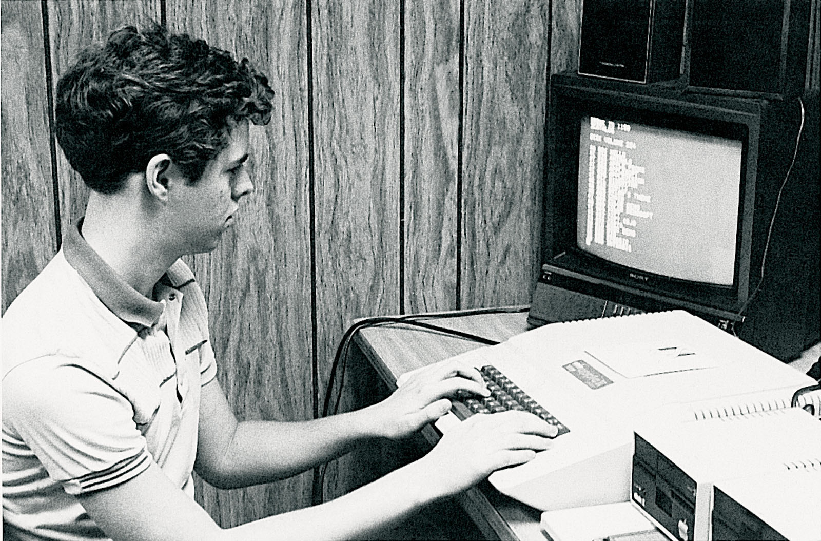 Richard Fitzgerald completes a program on a video terminal in 1982. 