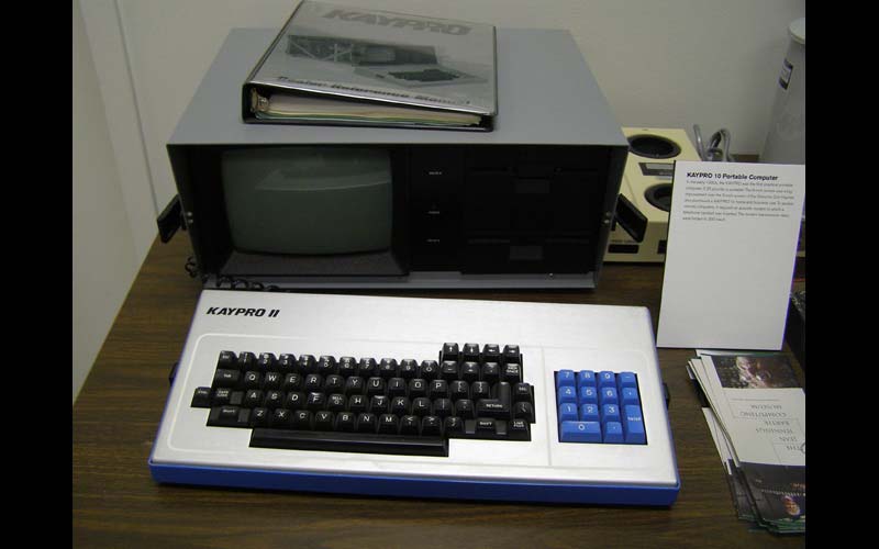 Kaypro 10 (1980s) | First practical portable computer. The Kaypro weighed 25 pounds. But the 9-inch screen was a vast improvement over the Obsorne's screen. The Kaypro was used by Northwest's Computing Services Department, now Information Technology.(Courtesy of the Jean JENNINGS Bartik Computing Museum)
