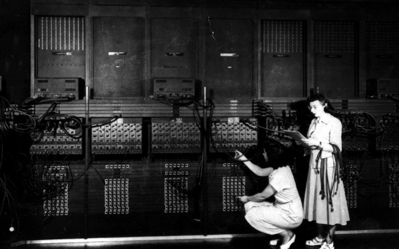 Ruth Lichterman & Marlyn Wescoff | Left (Kneeling): Ruth Lichterman. Right (Standing): Marlyn Wescoff. The women in this image were frequently misidentified as others, including being thought to be Jean Jennings Bartik and Kay McNulty Mauchly.  However, when Jean and Kay toured the Bartik museum in 2002 during its grand opening, they confirmed that the image was of Ruth and Marlyn.  Ruth Lichterman and Marlyn Wescoff were two of the six original female ENIAC prorammers. (U.S. Army photo from the archives of the ARL Technical Library)