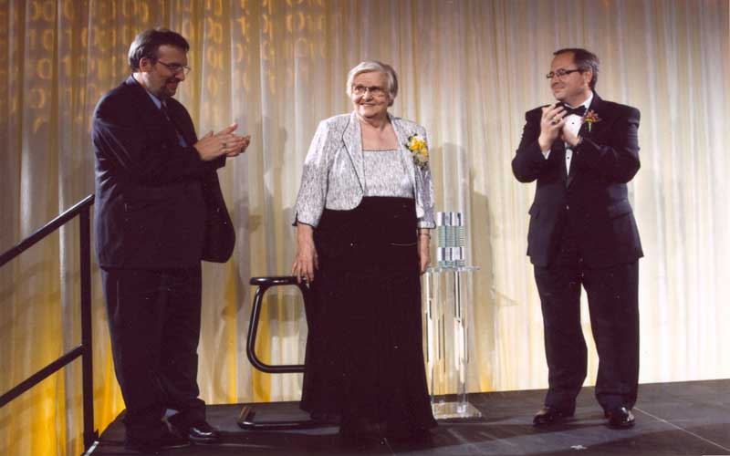 Jean Enshrined in CHM Hall of Fellows | The Computing Museum at Mountain View, Cali., is considered the premiere repository of computing history in the world. The museum presented Jean Jennings Bartik with its Fellow Award, enshrining her in the CHM Hall of Fellows, sometimes described as "the Cooperstown of Computing." (Courtesy of Dr. Jon Rickman, Vice President of Information Technology, Northwest Missouri State University.)