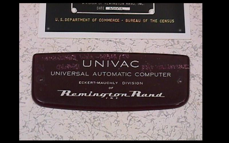 UNIVAC Plaque | Plaque from a UNIVAC.  (Donated by Paul Chinitz to the Jean JENNINGS Bartik Computing Musem)
