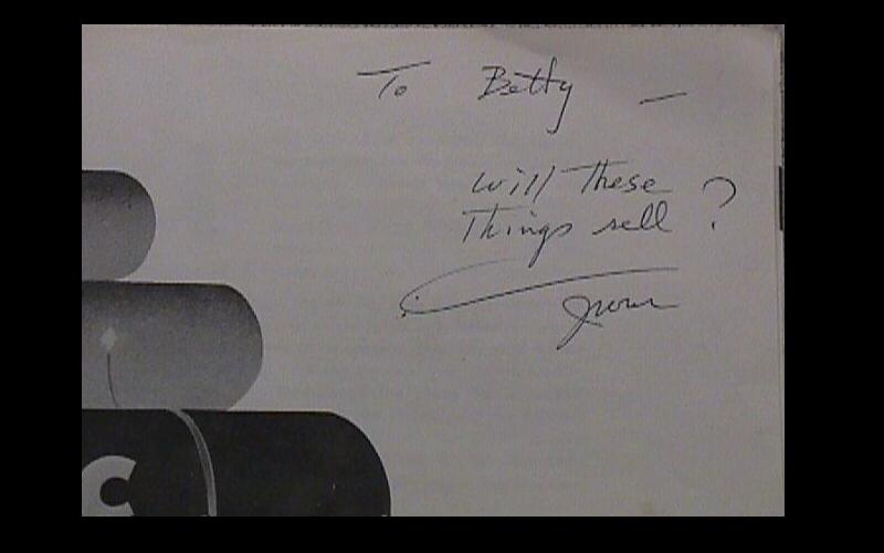 UNIVAC Brochure Signature | Message to Jean Jennings Bartik from John Mauchly. Jean's nickname was 'Betty.'(Courtesy of Jean JENNINGS Bartik Computing Museum)
