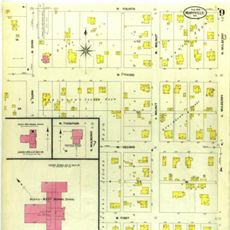 Map showing the location of the Northwest Normal School in Maryville.