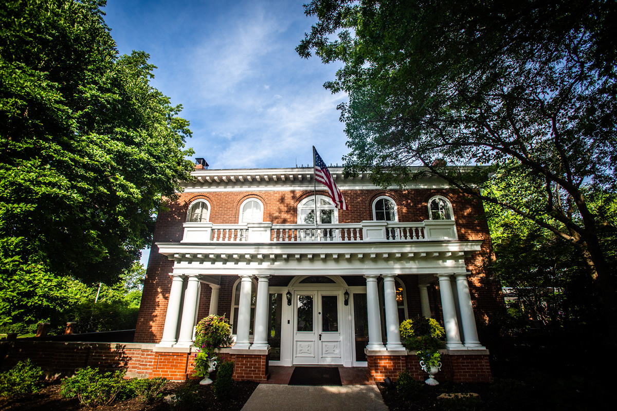 The Thomas Gaunt House was constructed during the decade of the 1870s as evidenced by the white brick lettering on the west side of the structure.