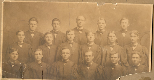 Group photo of the Men's Choral Club.  Music was always an important part of life at the Northwest Normal School.  The Acappella Club was particularly popular.