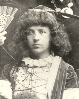 Young male actor playing a female role in true Shakespearean style in the Northwest Normal School's production of "Benvenuto Cellini."