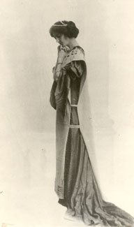 Young female student portraying an elegant lady in the Northwest Normal School's stage production of "Benevuto Cellini."