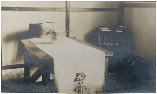 A typical dining room in a student summer cottage at the Northwest Normal School.