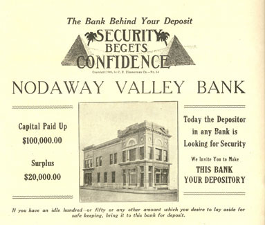 James B. Robinson was the President of the Nodaway Valley Bank and one of several influential merchants who wanted the Normal School to be located in Maryville.
