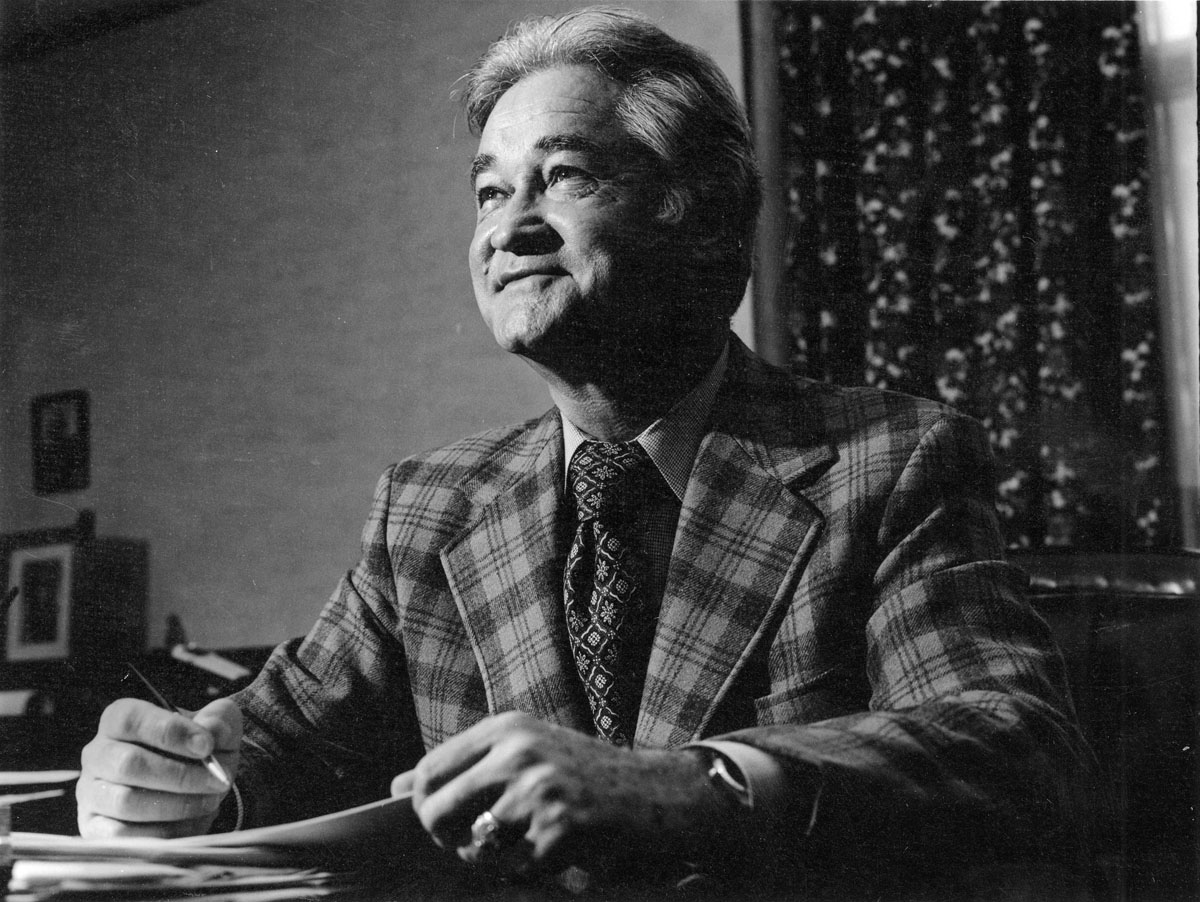 Foster in his office in the Administration Building.