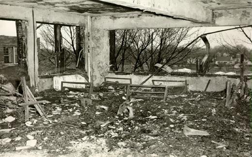 The interior of the Women's Residence Hall sustained major damage on multiple floors.