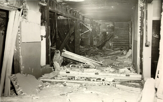 A portion of the third floor was all but destroyed following the explosion and fire.
