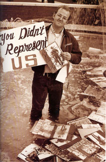 The 1971 Tower Yearbook staff had no idea they would be angering the Greek Community when they failed to include traditional organizational group photographs in the yearbook.  Hundreds of yearbooks were ruined when Greeks staged a protest, throwing the books in the fountain in front of the Olive DeLuce Fine Arts Building.