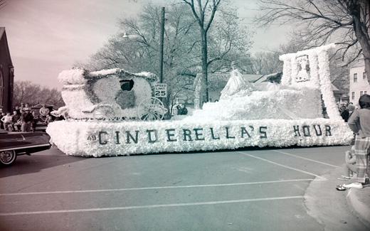 Northwest's version of Cinderella is showcased on an elaborate float during the 1962 Northwest Homecoming Parade.  Cinderella was the only Rodgers and Hammerstein musical written for television and was broadcasted live on CBS on March 31, 1957 as a vehicle for Julie Andrews, who played the title role. The broadcast was seen by more than 100 million people.