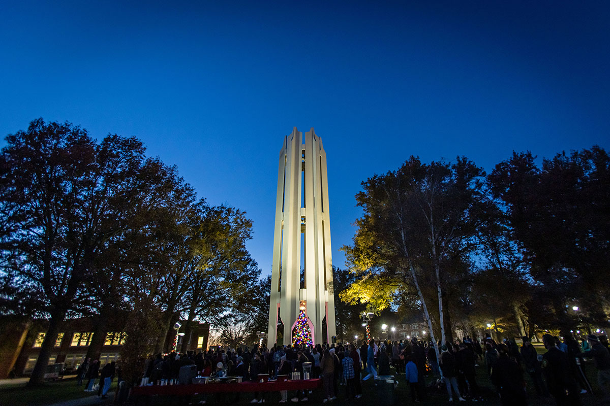 Northwest hosts an annual Holiday Tree Lighting ceremony at the Memorial Bell Tower.