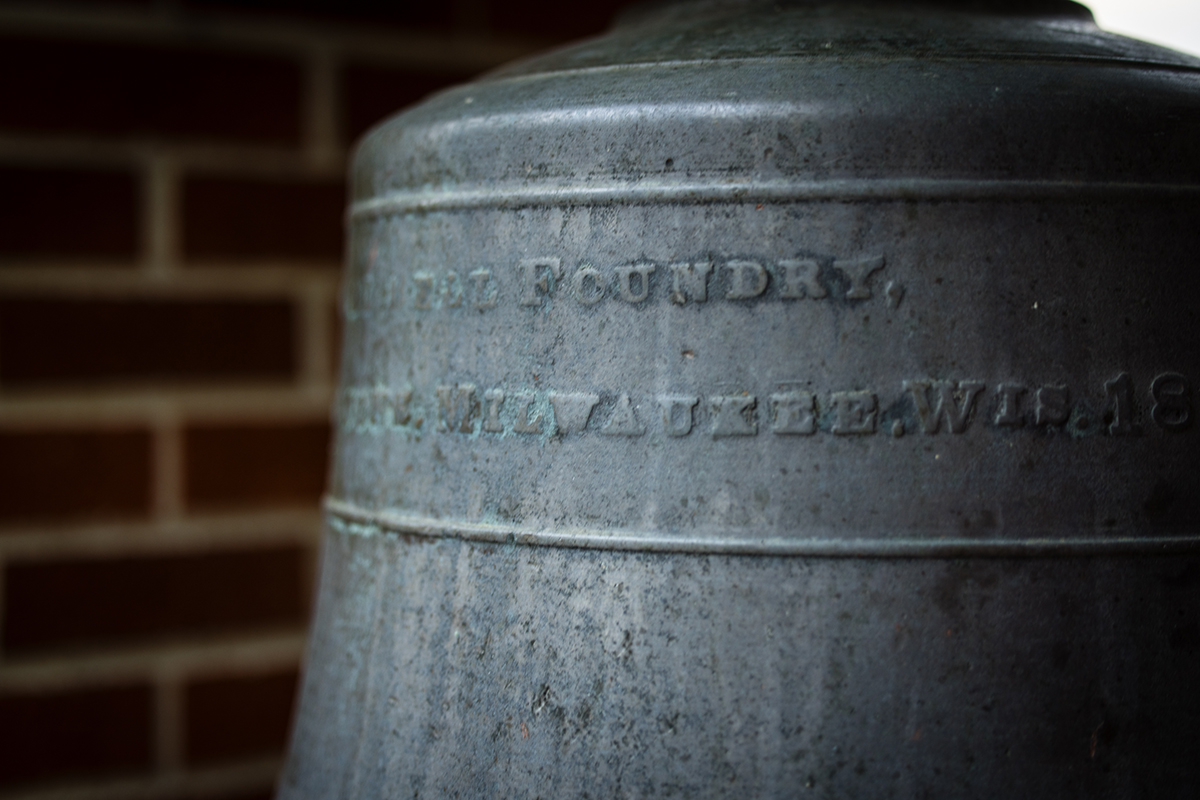 A close-up view of the Bell of '48 (Photo by Lilly Cook | Northwest Missouri State University)