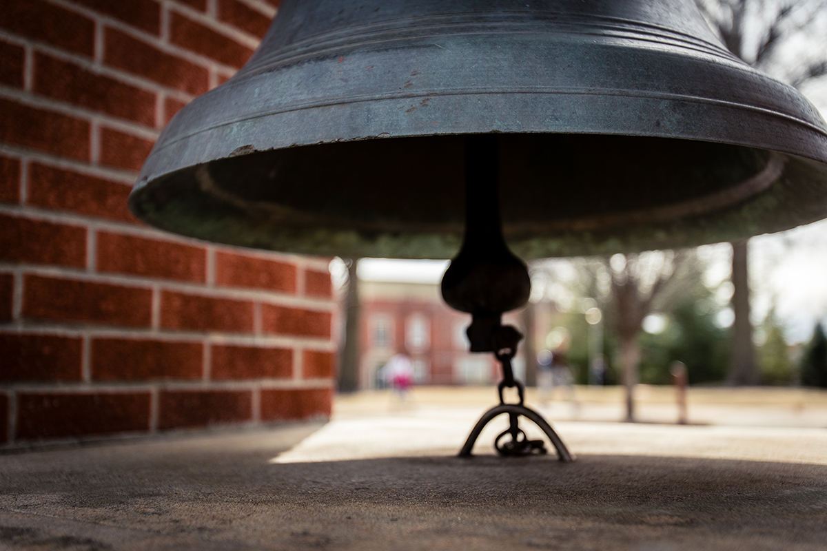 A close-up view of the Bell of '48 (Photo by Mitchell Harvey | Northwest Missouri State University)