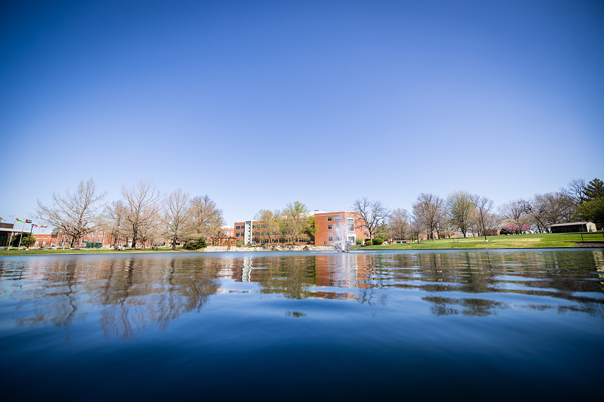Colden Pond is located on the south edge of the Northwest campus, adjacent to Colden Hall. (Photo by Lilly Cook | Northwest Missouri State University)
