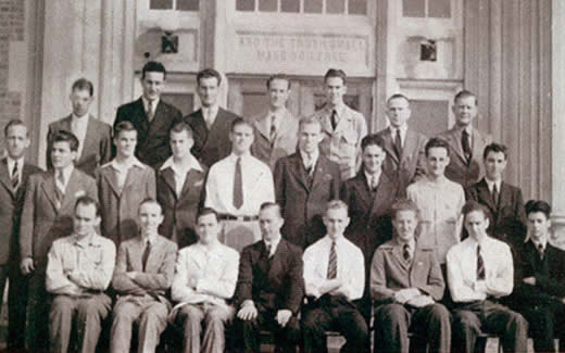 The "Flying Bearcats" or "Bearcat Squadron Boys" were part of a World War II Civilian Pilot Training program at Northwest.  The program was headed by an Army officer named Captain Schulz, who later transferred to active duty and was killed in Europe in 1942.  Several young men from Northwest got into the United States Air Corps due to the exceptional training they received at Northwest.  The reason the first airport was built in Maryville was due to Northwest's pilot program.