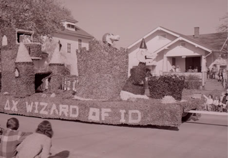 Northwest student organizations produced elaborate floats like the Wizard of ID for the 1973 Homecoming Parade