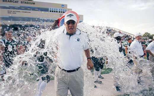 Head Football Coach Mel Tjeerdsma attained his 100th Northwest victory in a 65-3 game against the University of Missouri - Rolla on Sept. 18, 2004, at Bearcat Stadium.