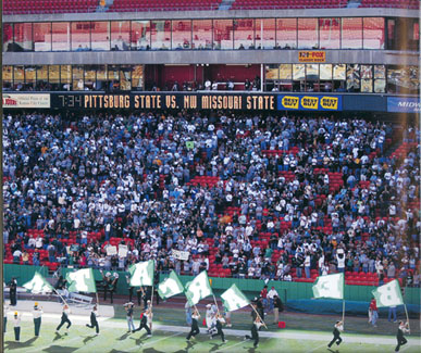 Due to renovations to Rickenbrode Stadium, the Northwest-Pittsburg State football game moved to Arrowhead Stadium in Kansas City in 2004.  The match was called the Clash of the Champions. The change of venue was so popular that Northwest continued to play against Pitt State in the NFL stadium in what is now known as the Arrowhead Fall Classic.