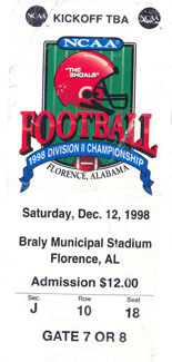 After enduring a winless season in 1994, the 1998 Bearcats achieved a complete reversal, going 15-0 and winning the NCAA Division II National Championship.