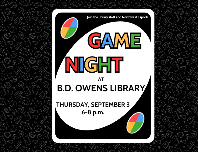 [ Game Night at Owens Library Sept 3 from 6 to 8 pm ]