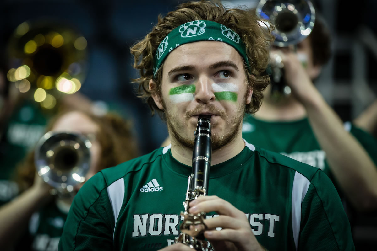 Pep band at the Men's Basketball National Championship vs Augusta University, spring 2022