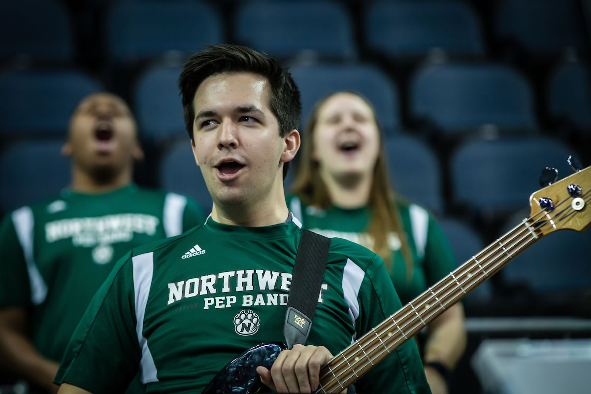 Pep band at the Men's Basketball National Championship vs Augusta University, spring 2022