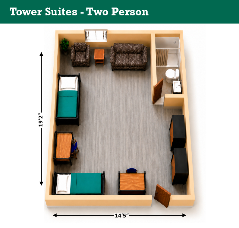 Tower Suites two person floor plan
