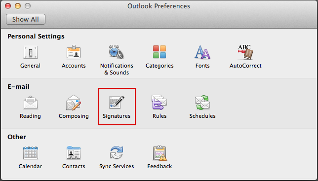 outlook preferences