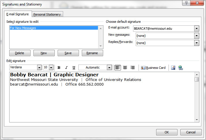 With the signature selected, enter the text for your signature in the Edit signature field. When done, click Save. 