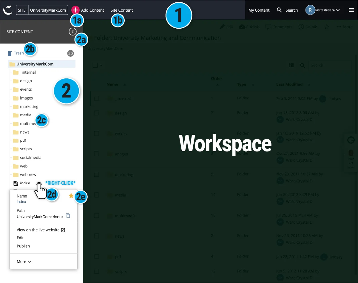getting around Cascade screenshot denoting key components.
