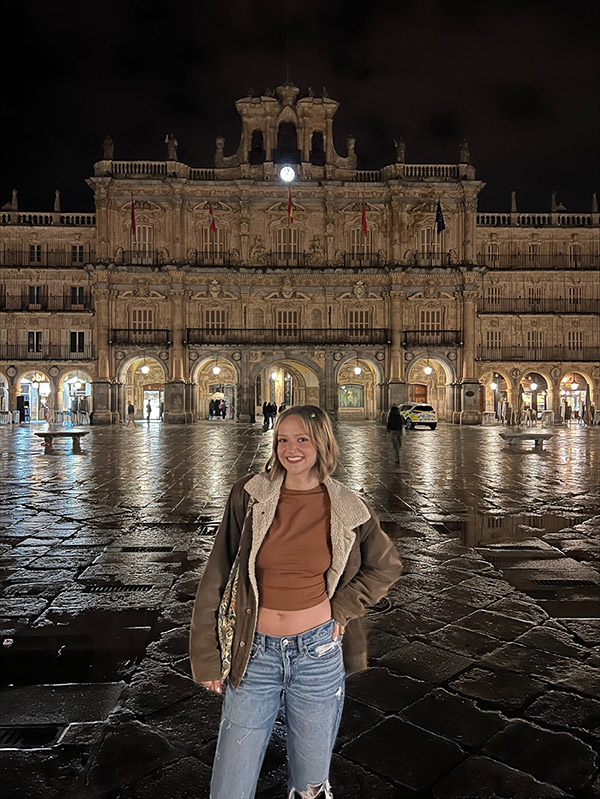 Caitlyn Lapka is pictured at Plaza Mayor in Salamanca, Spain.