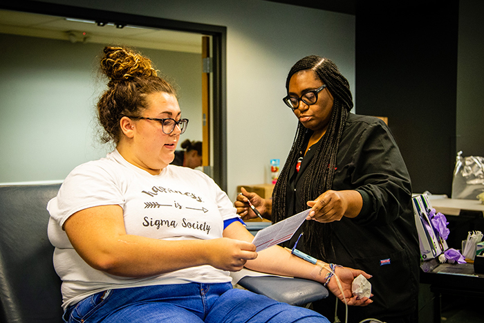 Northwest Student Senate sponsors its spring blood drive in the Student Union April 16-18. (Photo by Carly Hostetter/Northwest Missouri State University)