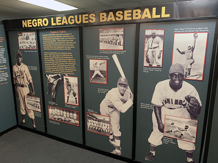 “Times, Teams and Talent,” a traveling exhibit of the Negro Leagues Baseball Museum, is on display in the  Administration Building. (Northwest Missouri State University photo)