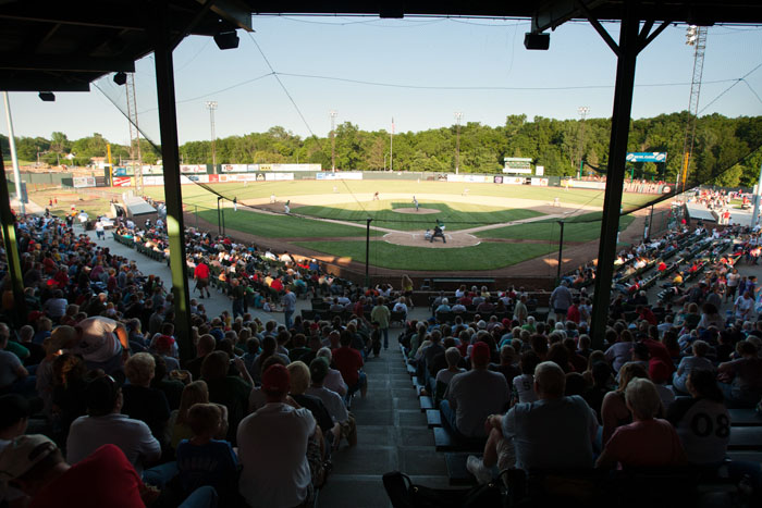 Northwest employees, students, alumni and friends annually  fill the historic Phil Welch Stadium in St. Joseph for Northwest Night at the St. Joseph Mustangs. In addition to the players wearing green jerseys, the night includes Northwest-related contests and activities. Tickets are now available for this year's game, which is scheduled for Saturday, June 9. (Northwest Missouri State University photo)