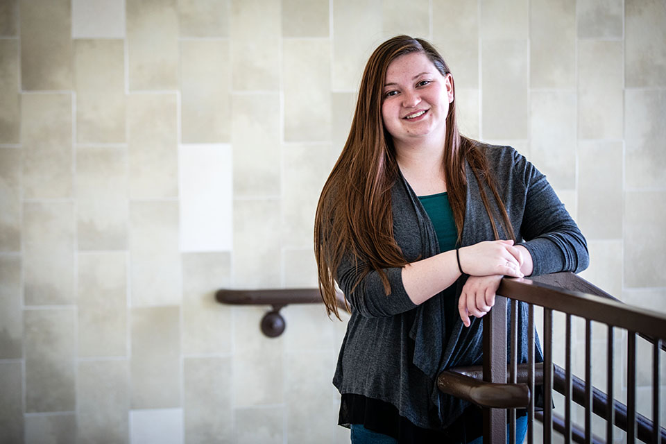 Natasha Helme graduates this spring from Northwest with her bachelor's degree in history and writing, and she is returning to the University to pursue her master’s degree in English. (Photo by Todd Weddle/Northwest Missouri State University)