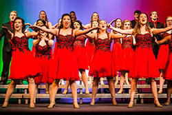 The Celebration show choir performs a spring show each April. The vocal ensemble performs as the Madraliers during the fall semester.